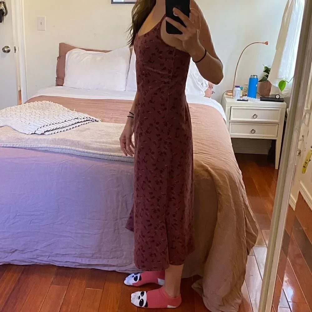 GM Studio x Revolve Floral Corduroy Slip Midi Dress Size Medium - Picture 2 of 10